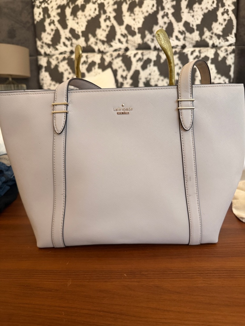 kate spade Pebbled Leather Tote in Light Gray